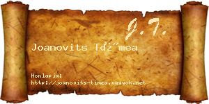Joanovits Tímea névjegykártya